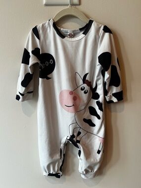 Cow Print Pink-Nosed Baby One-Piece Romper